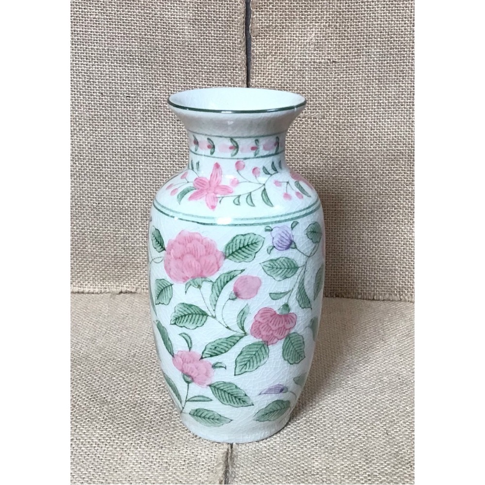Vintage Windsor Flower Floral Cermaic Vase 6 3/4 Inch Cottage Grandma Core - Picture 2 of 8